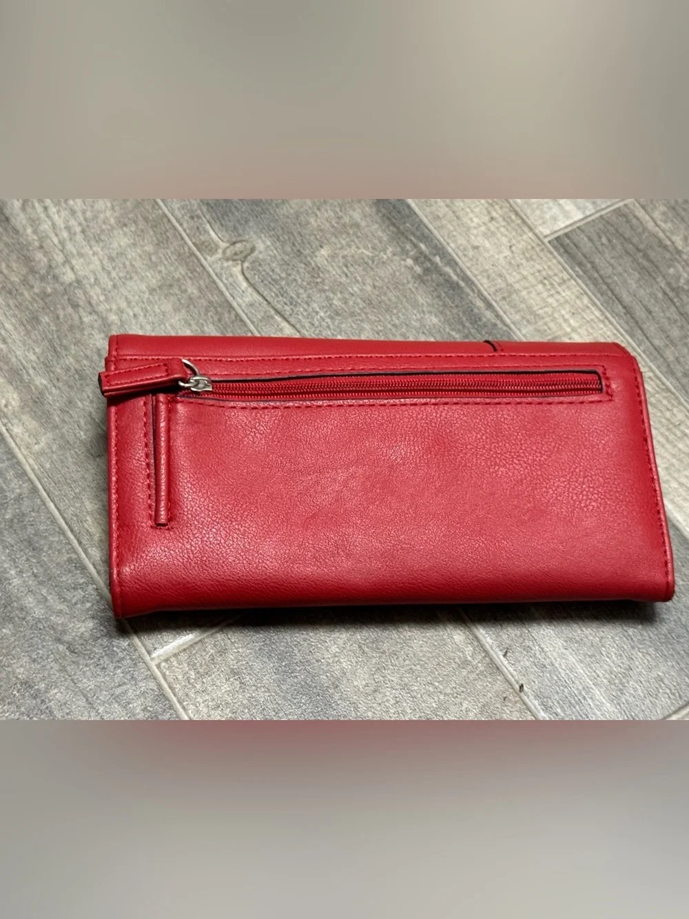 Nautica Red Leather Fold-Over Women’s Wallet I.D. Safe Multiple Card Slots